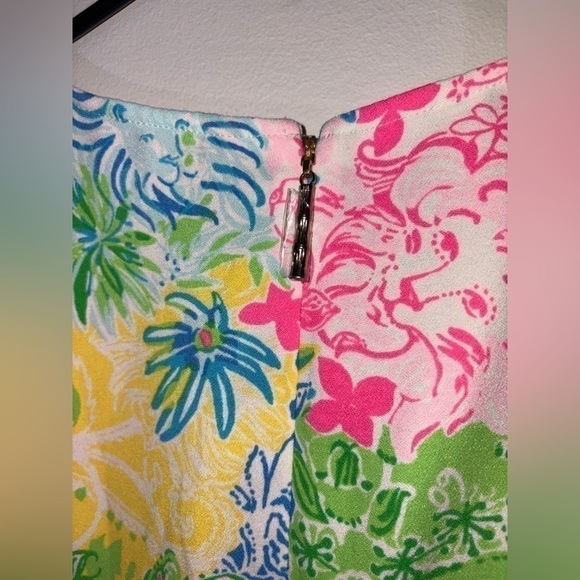 Lilly Pulitzer Donna Top Tunic Cheek to Cheek Green Yellow Blue Pink XS Bow - Picture 4 of 14